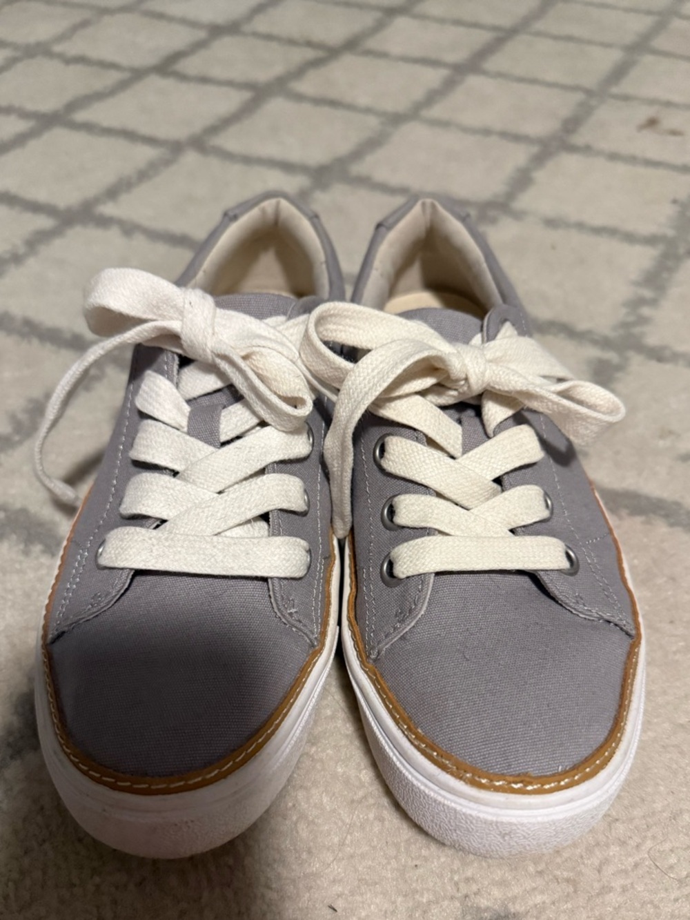 TOMS Gray Canvas Sneakers with White Soles
